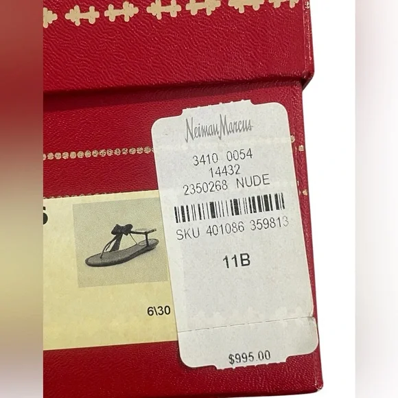 Rene Caovilla Nude Flat Rhinestone Bow Sandals Size 11B Wedding Formal Casual - Picture 9 of 9